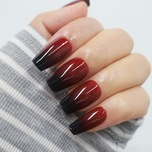 Gothic Vampy Red and Black Ombre Press-on Nails