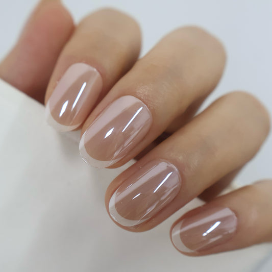Elegant Ultra Thin White Tip French Press ons