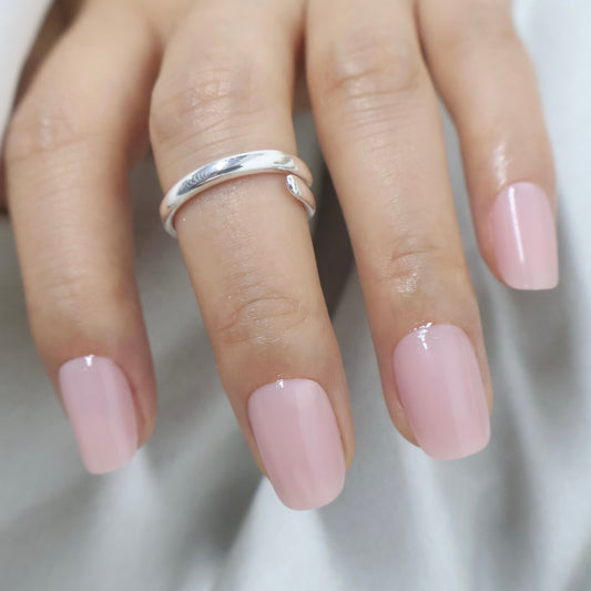Short Squoval Sheer Pink Fake Nails