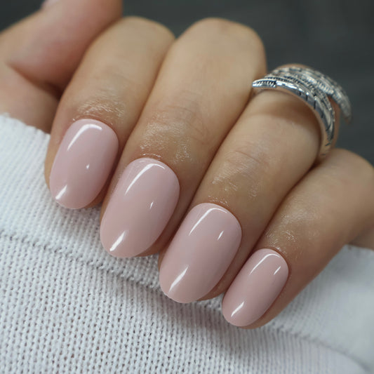 Glossy Milky Nude Pink Press on Nails