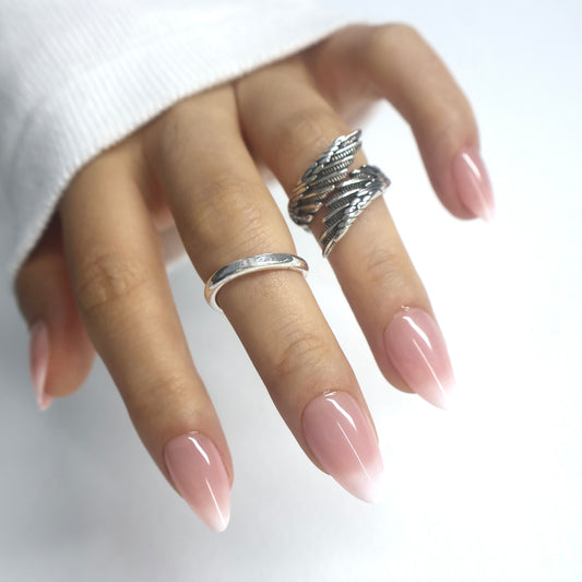 Classic White Ombre Almond Press-On Nails