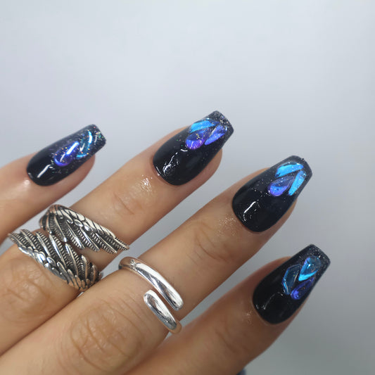 Holographic Shard Onyx Dream False Nails