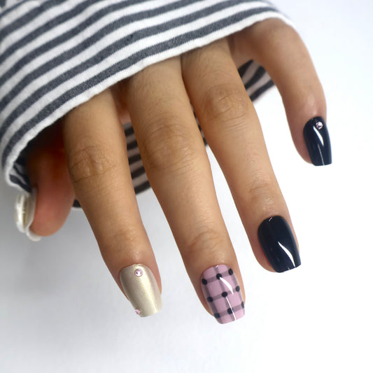 Metallic Chrome & Pink Press-On Nails