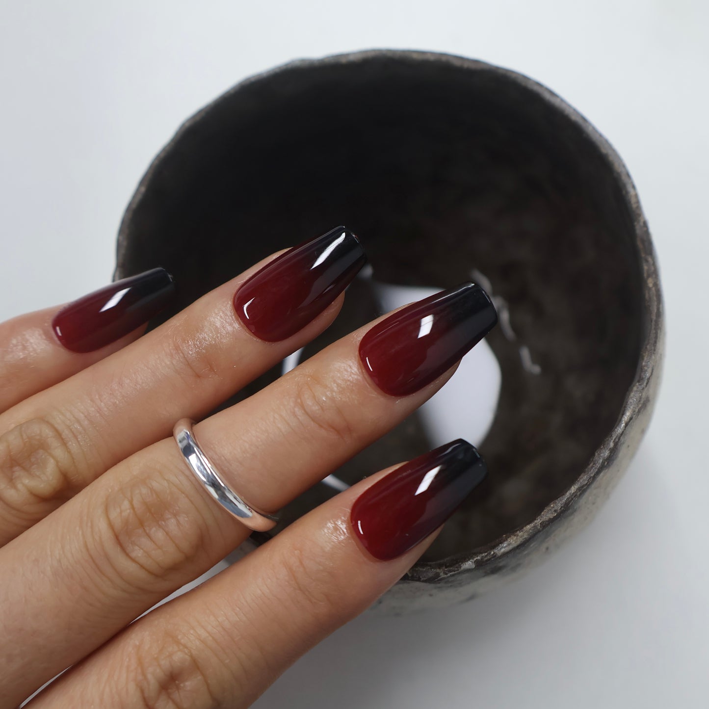 Gothic Vampy Red and Black Ombre Press-on Nails