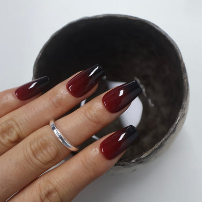 Gothic Vampy Red and Black Ombre Press-on Nails