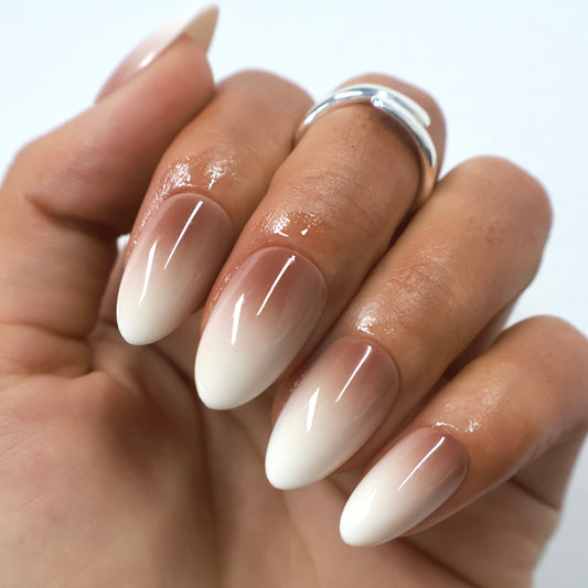 Nude Gradient Milk White Stick on Nails for Women