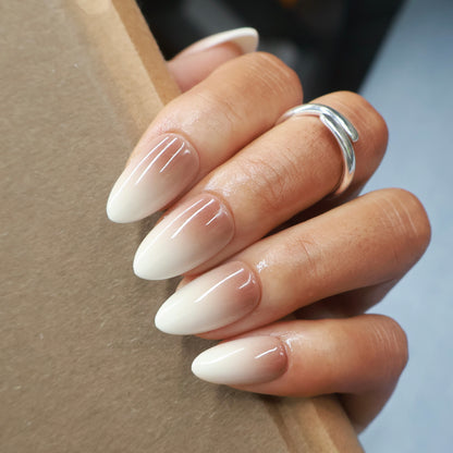 Nude Gradient Milk White Stick on Nails for Women