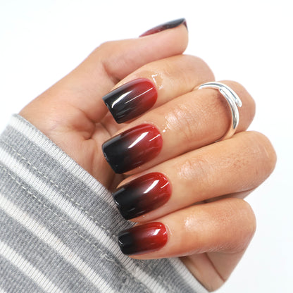 Maniye Crimson Twilight Red Black Ombre Press On Nails