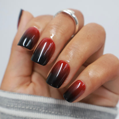 Maniye Crimson Twilight Red Black Ombre Press On Nails