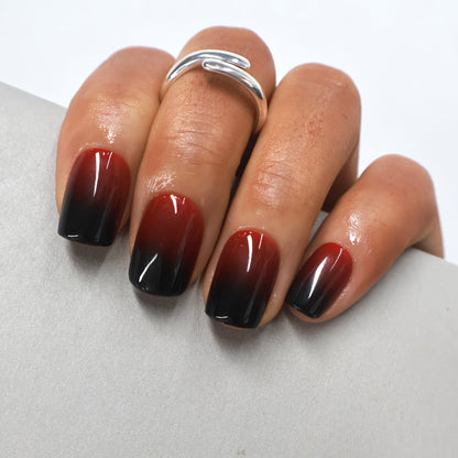 Maniye Crimson Twilight Red Black Ombre Press On Nails