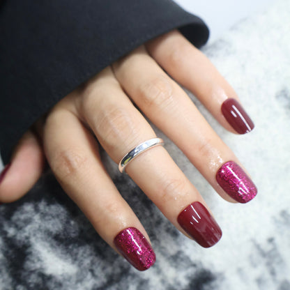 Maniye Midnight Affair Burgundy Press On Nails