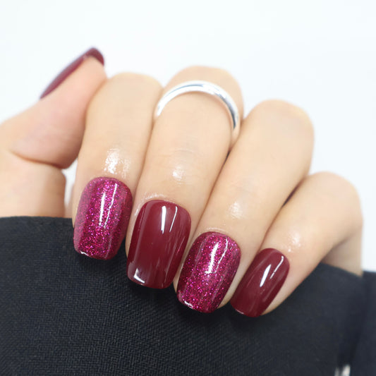 Maniye Midnight Affair Burgundy Press On Nails