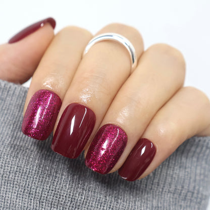 Maniye Midnight Affair Burgundy Press On Nails
