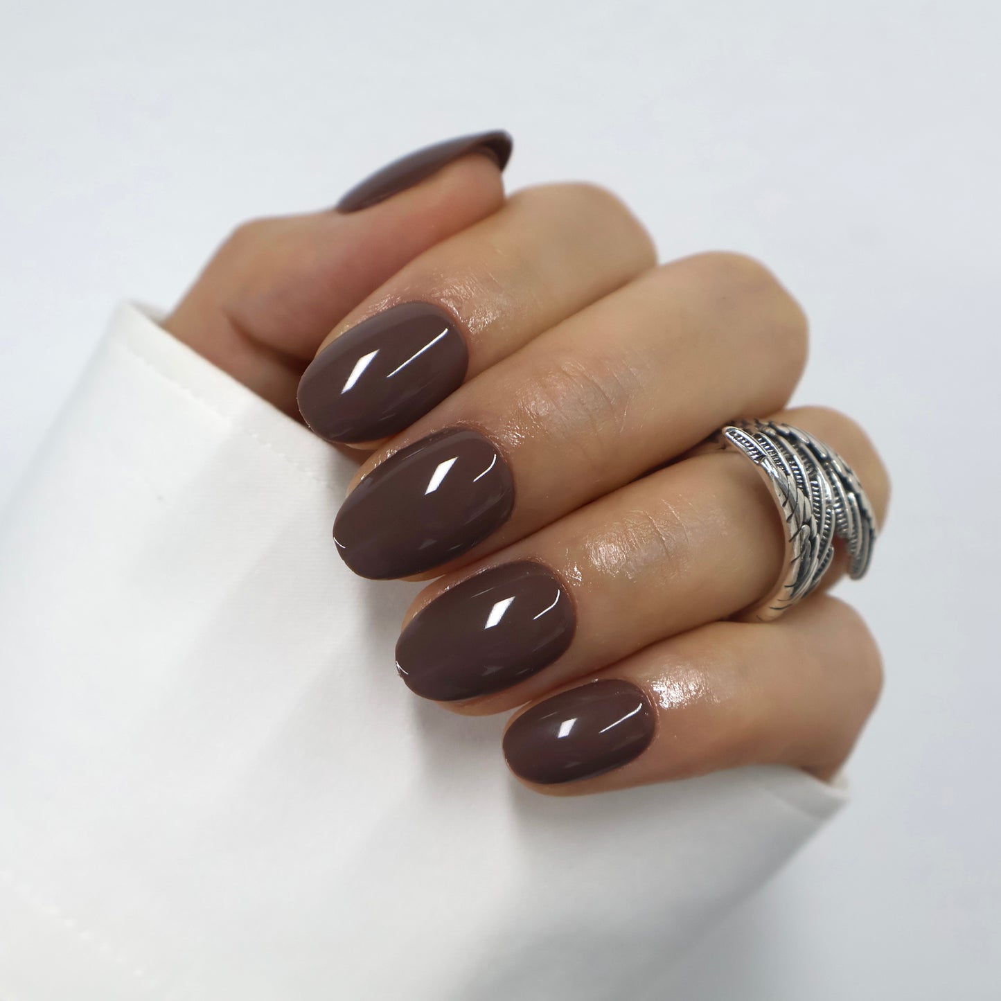 Glossy Espresso Brown Press on Nails