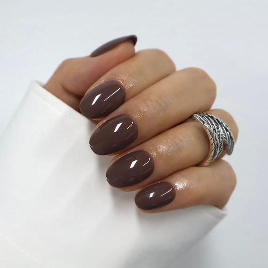 Glossy Espresso Brown Press on Nails