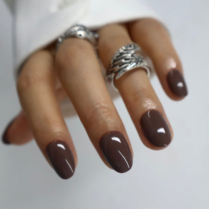 Glossy Espresso Brown Press on Nails