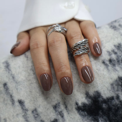Glossy Espresso Brown Press on Nails