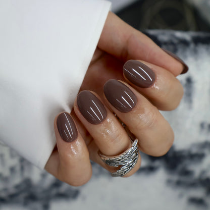 Glossy Espresso Brown Press on Nails
