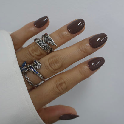 Glossy Espresso Brown Press on Nails
