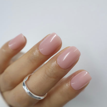Short Squoval Sheer Pink Fake Nails