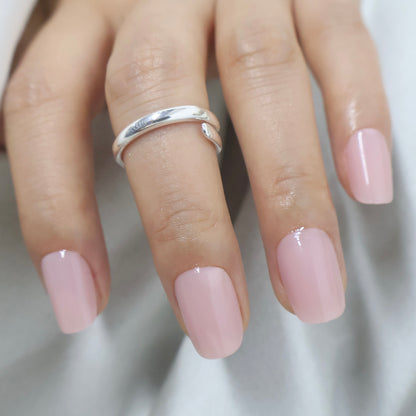 Short Squoval Sheer Pink Fake Nails