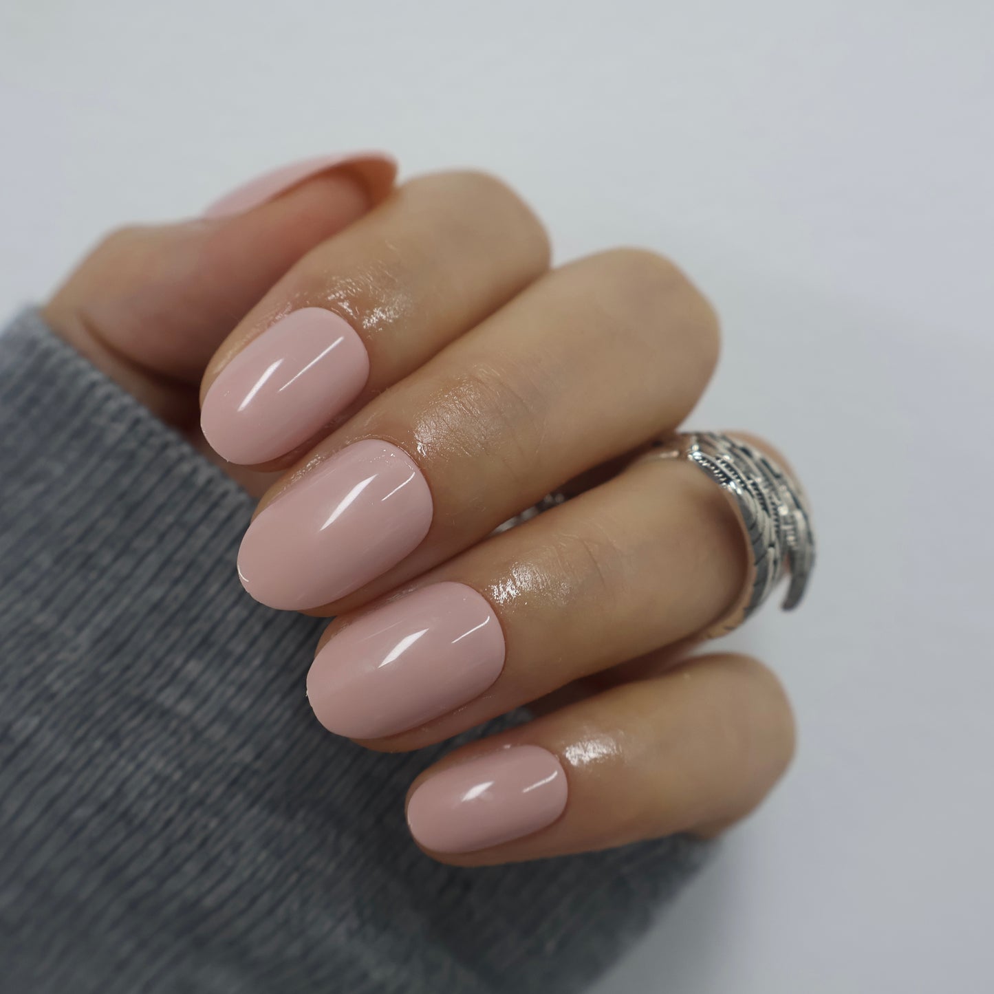 Glossy Milky Nude Pink Press on Nails