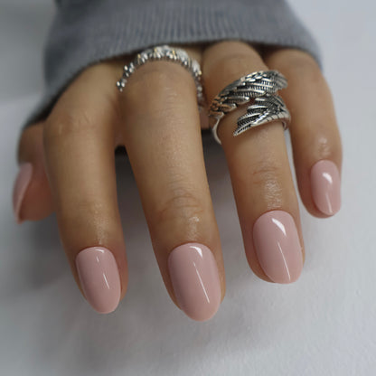 Glossy Milky Nude Pink Press on Nails