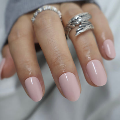 Glossy Milky Nude Pink Press on Nails