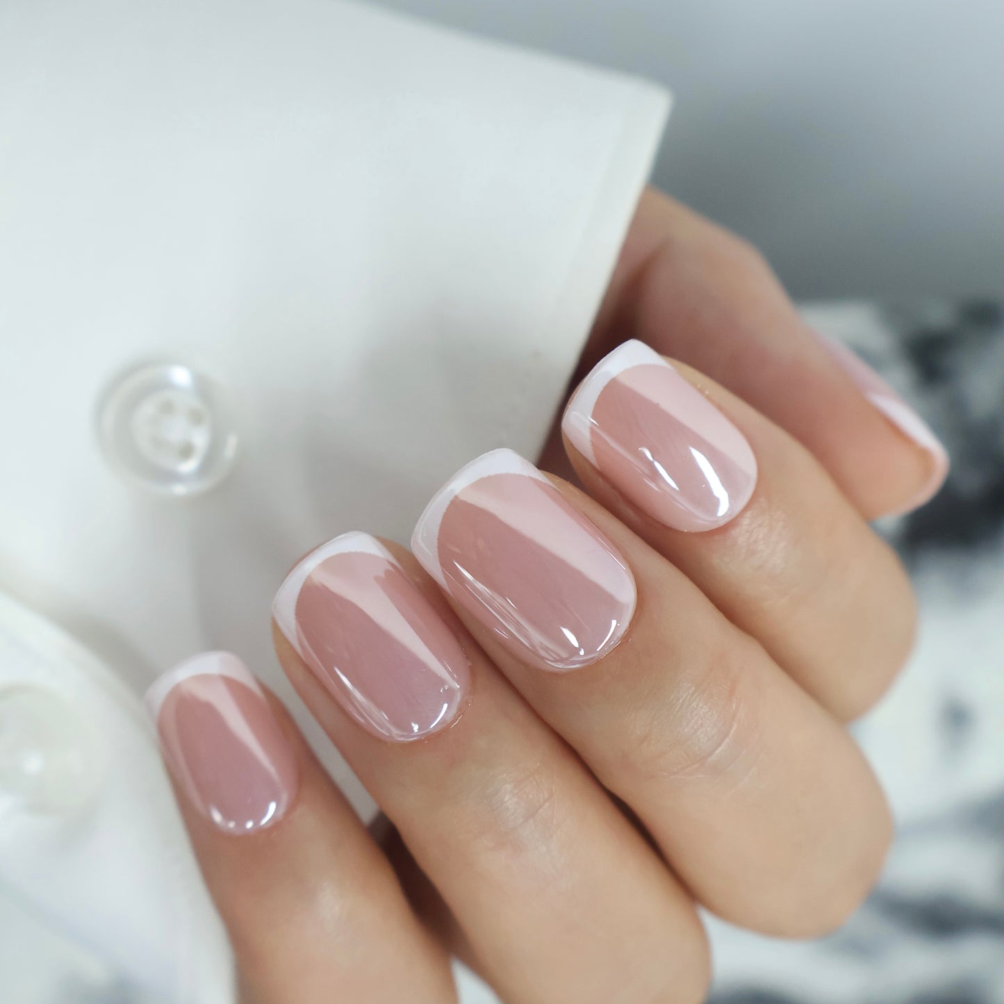 Short Square Translucent Pink Acrylics