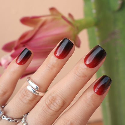 Maniye Crimson Twilight Red Black Ombre Press On Nails
