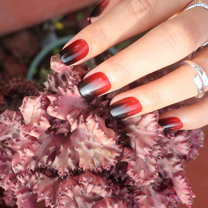 Maniye Crimson Twilight Red Black Ombre Press On Nails