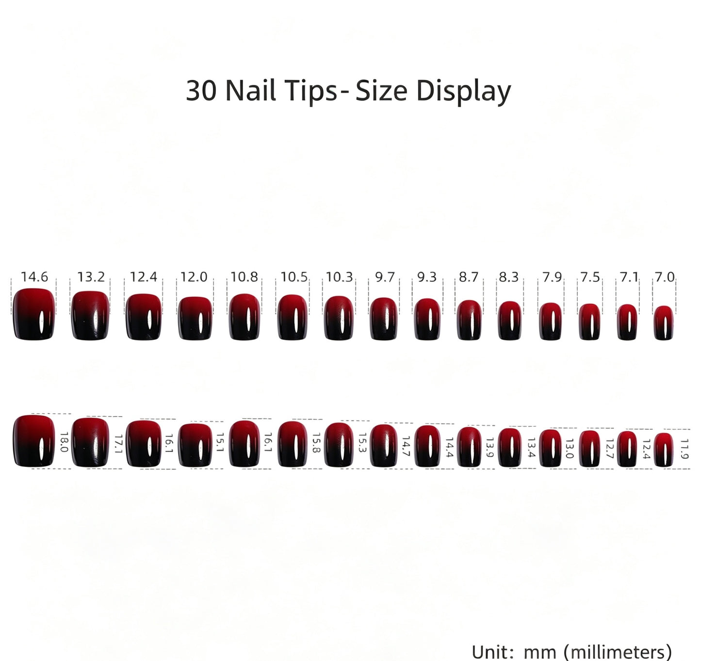 Maniye Crimson Twilight Red Black Ombre Press On Nails