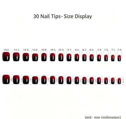 Maniye Crimson Twilight Red Black Ombre Press On Nails