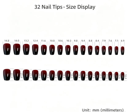 Gothic Vampy Red and Black Ombre Press-on Nails