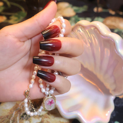 Gothic Vampy Red and Black Ombre Press-on Nails