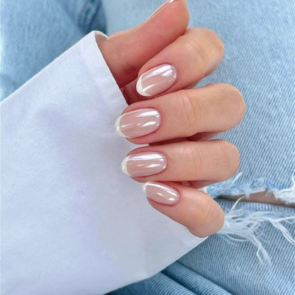 Elegant Ultra Thin White Tip French Press ons