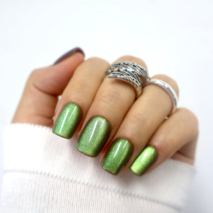 Velvet Moss Green Luxury Square Nails
