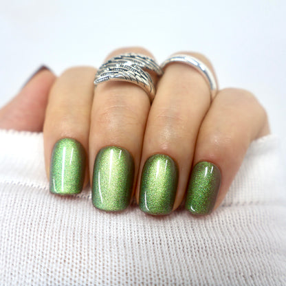 Velvet Moss Green Luxury Square Nails