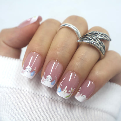 Floral Cottagecore French Tip Press-On Nails