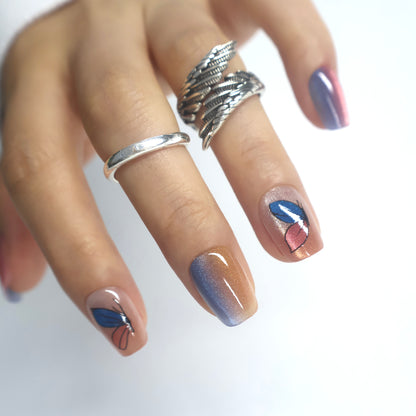 Sunset Gradient Butterfly Press-On Nails