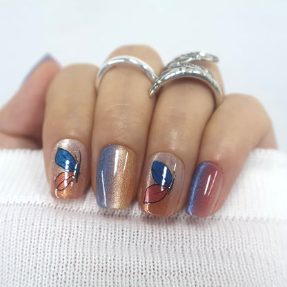 Sunset Gradient Butterfly Press-On Nails