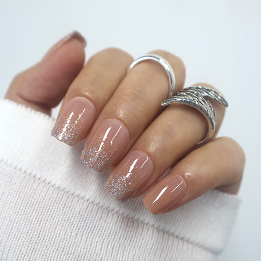Nude Jelly Glitter Gradient Press-On Nails