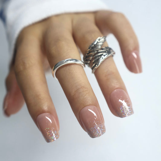 Nude Jelly Glitter Gradient Press-On Nails