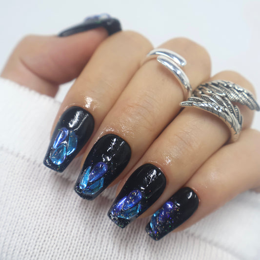 Holographic Shard Onyx Dream False Nails