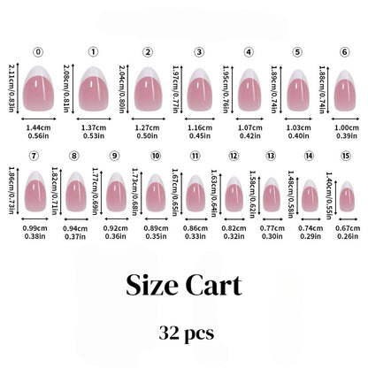 Elegant French Manicure Press on Nails - Reusable Glossy Almond Fake Nails