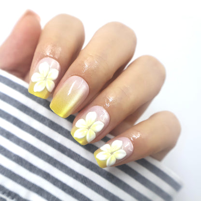 3D Flower Cat-Eye Press-On Nails
