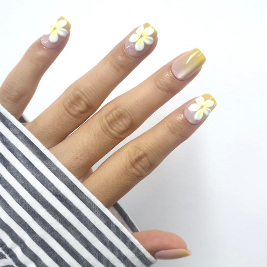 3D Flower Cat-Eye Press-On Nails