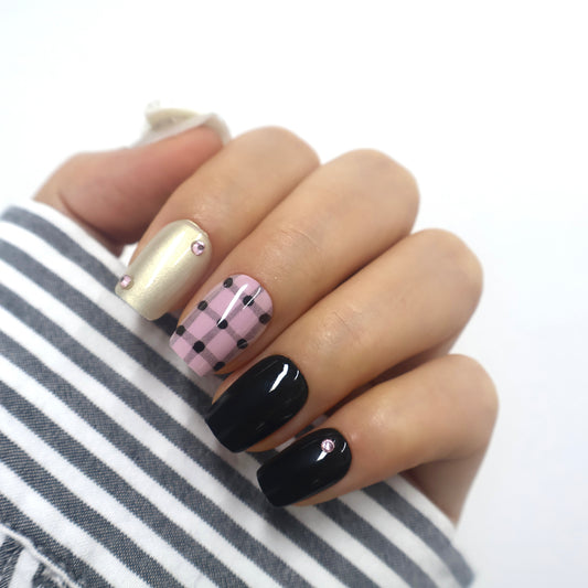 Metallic Chrome & Pink Press-On Nails