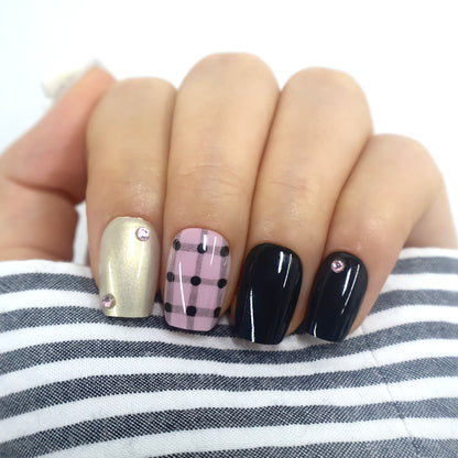 Metallic Chrome & Pink Press-On Nails