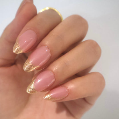 Gold Glitter French Tip Almond Press-On Nails